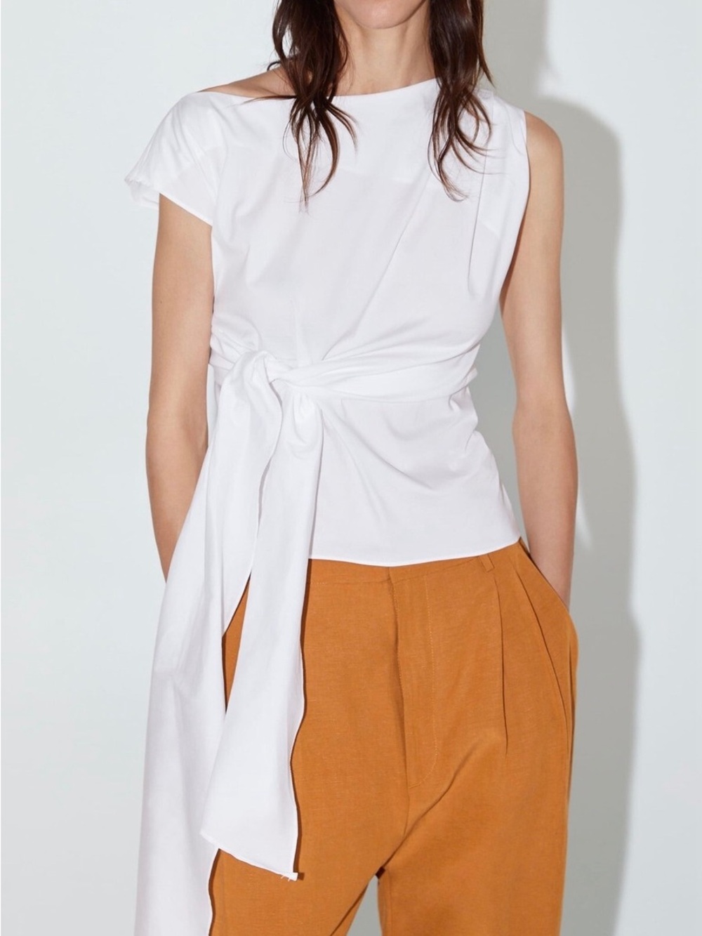 NWT Zara White Poplin Top Size Medium
